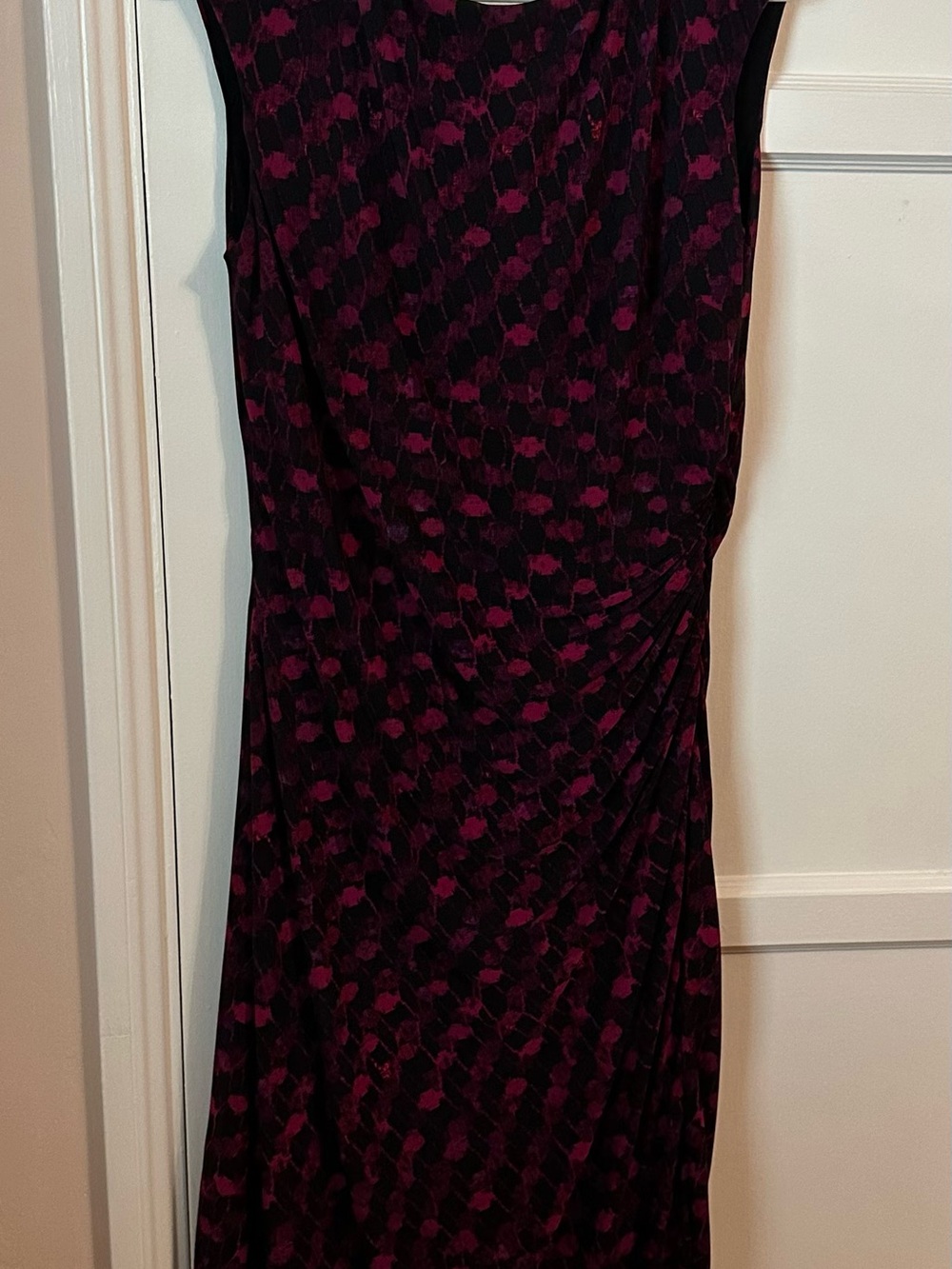 Women’s Sleeveless Ponte Fit-and-Flare Dress in Black and Burgundy